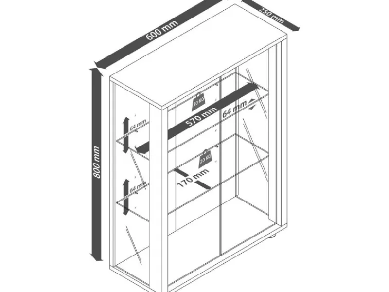 ebuy24 Sintalo Vitrinenschrank 2 Glastüren Weiß