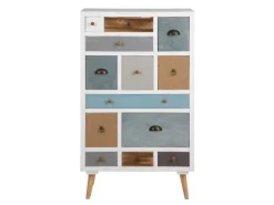 ebuy24 Thames Kommode in Weiß mit 13 Verschiedenfarbigen Schubladen