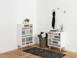 ebuy24 Thames Kommode in Weiß mit 13 Verschiedenfarbigen Schubladen