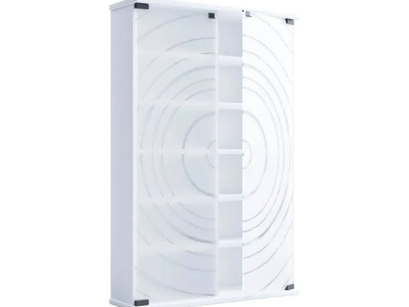 ebuy24 TilanoL Vitrinenschrank CD DVD 6 Ablagen 2 Türen Weiß