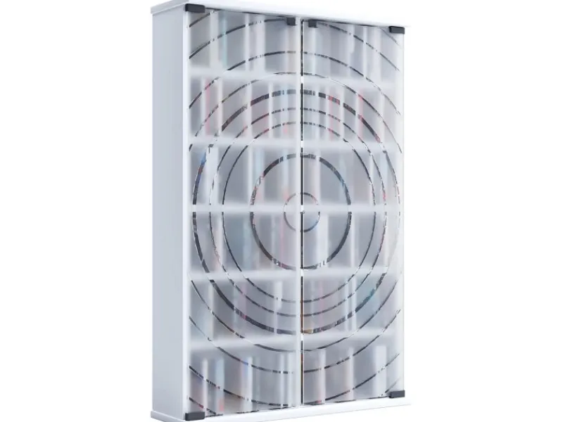 ebuy24 TilanoL Vitrinenschrank CD DVD 6 Ablagen 2 Türen Weiß