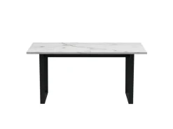 Best ebuy24 Tilst Essgruppe Tisch Weiß Marmor Print mit 4 Stühlen Velour Schwarz