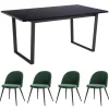 Online ebuy24 Tilst Essgruppe Tisch Schwarz Marmor Print mit 4 Stühlen in Velour Grün