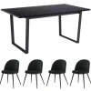 Outlet ebuy24 Tilst Essgruppe Tisch Schwarz Marmor Print mit 4 Stühlen Velour Schwarz