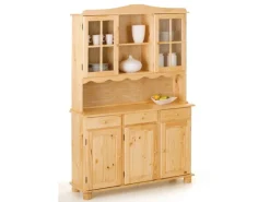 Best ebuy24 Toswa Vitrinenschrank 3 Türen 2 Glastüren 3 Schubladen 2 Offene Fächer Natur