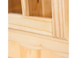 Best ebuy24 Toswa Vitrinenschrank 3 Türen 2 Glastüren 3 Schubladen 2 Offene Fächer Natur