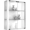 ebuy24 Udina Vitrinenschrank Wandhängend mit 2 Glastüren 2 Glasböden Weiß