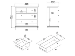 Outlet ebuy24 Venedig Kommode mit 2 Kleinen und 2 Grossen Schubladen Weiss