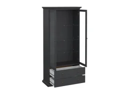 ebuy24 Venedig Vitrinenschrank 2 Glastüren und 2 Schubladen Matt Grau