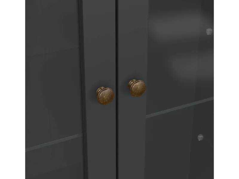 ebuy24 Venedig Vitrinenschrank 2 Glastüren und 2 Schubladen Matt Grau