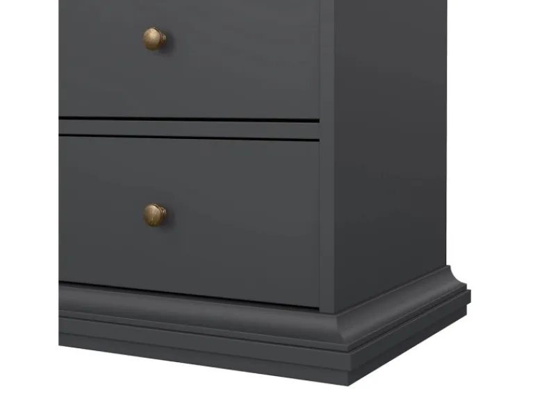 ebuy24 Venedig Vitrinenschrank 2 Glastüren und 2 Schubladen Matt Grau