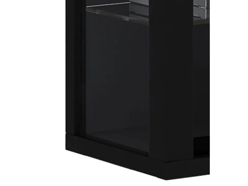 ebuy24 Vitrosa Mini Vitrinenschrank Wandhängend mit 2 Glastüren und 8 Glasregalen Schwarz