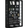 ebuy24 Vitrosa Mini Vitrinenschrank Wandhängend mit 2 Glastüren 8 Glasböden Schwarz