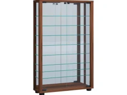 ebuy24 VitrosaMaxi Vitrinenschrank Wandhängend mit Spiegel 2 Glastüren Nussbaum Dekor