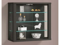 ebuy24 VitrosaS Vitrinenschrank Wandhängend 2 Glastüren Anthrazit