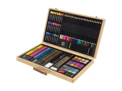 ECD Germany 109 Teiliges Malset mit Holzkoffer Zeichen und Malkoffer für Kinder