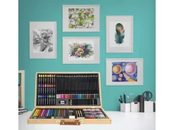 ECD Germany 109 Teiliges Malset mit Holzkoffer Zeichen und Malkoffer für Kinder