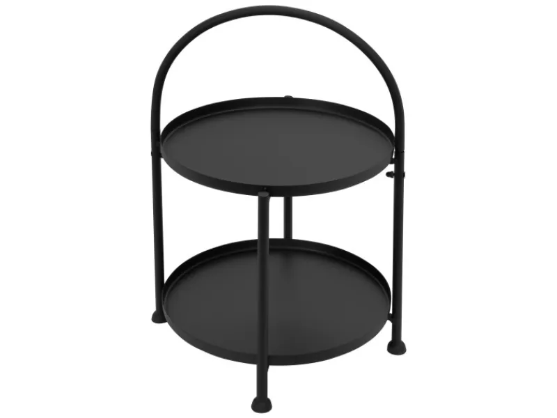 ECD Germany Beistelltisch Rund 33x45cm Schwarz Metall Klappbar Industriell