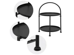 ECD Germany Beistelltisch Rund 33x45cm Schwarz Metall Klappbar Industriell