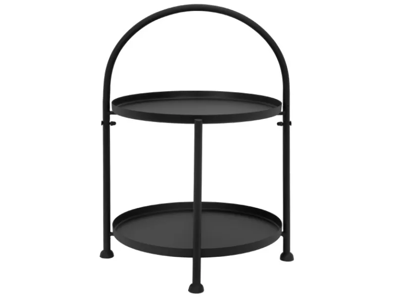 ECD Germany Beistelltisch Rund 33x45cm Schwarz Metall Klappbar Industriell