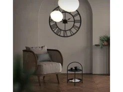 ECD Germany Beistelltisch Rund 33x45cm Schwarz Metall Klappbar Industriell