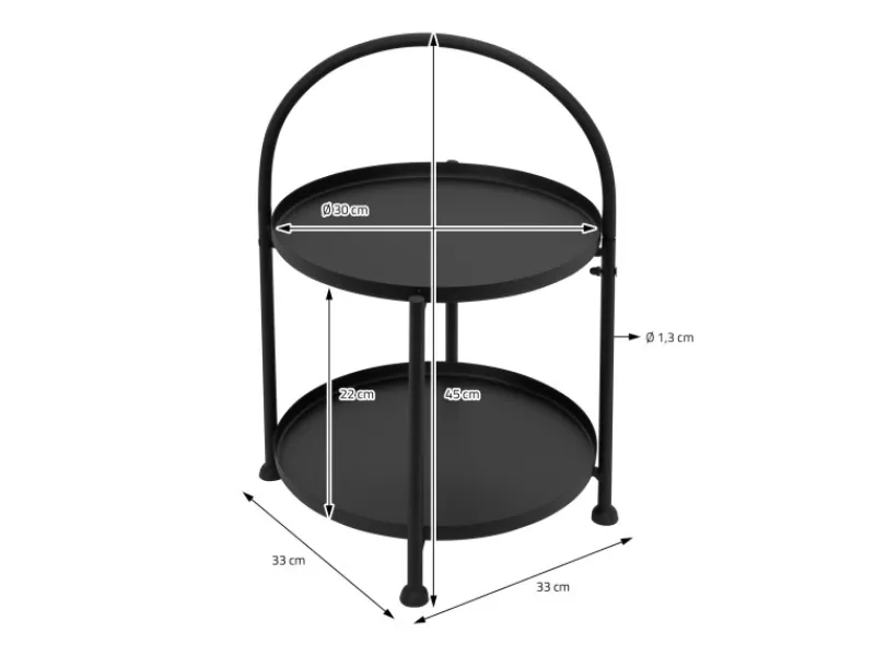 ECD Germany Beistelltisch Rund 33x45cm Schwarz Metall Klappbar Industriell