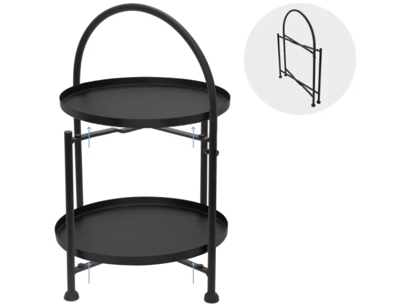 ECD Germany Beistelltisch Rund 33x45cm Schwarz Metall Klappbar Industriell