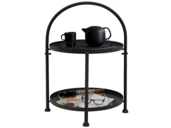 ECD Germany Beistelltisch Rund 33x45cm Schwarz Metall Klappbar Industriell