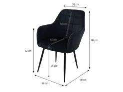 ECD Germany 2er Set Esszimmerstühle Küchenstühle Schwarz aus Samt