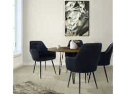 ECD Germany 2er Set Esszimmerstühle Küchenstühle Schwarz aus Samt