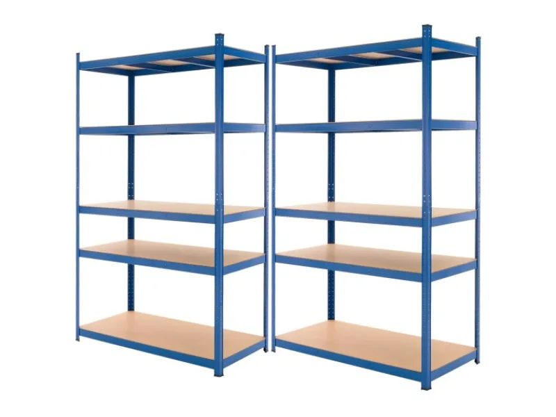 ECD Germany 2Er Set Werkstattregal 200x100x60 cm Blau Pulverbeschichter Metall