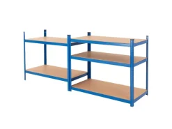 ECD Germany 2Er Set Werkstattregal 200x100x60 cm Blau Pulverbeschichter Metall