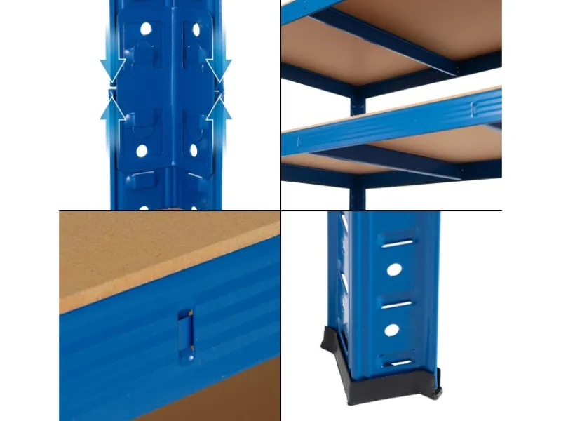 ECD Germany 2Er Set Werkstattregal 200x100x50 cm Blau Pulverbeschichter Metall