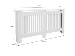 ECD Germany Heizkörperverkleidung Landhausstil 152x19x82cm Weiß aus MDF Lackiert