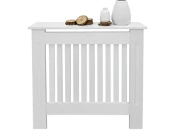 ECD Germany Heizkörperverkleidung Landhausstil 78x19x82 cm Weiß aus MDF Lackiert