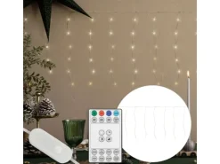 ECD Germany LED Lichtervorhang 300cm 120LED Warmweiß mit Timer 19 Modi