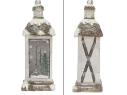 ECD Germany LED Weihnachtslaterne mit Warmweißes Licht 60cm Weiß Beige Grünes