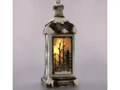 ECD Germany LED Weihnachtslaterne mit Warmweißes Licht 60cm Weiß Beige Grünes