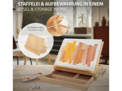 Sale ECD Germany Tischstaffelei Holz mit Schublade und Palette Holzstaffelei Klein