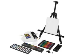 Outlet ECD Germany 140tlg XXL Malset mit Staffelei Künstler Acryl Zeichenset Buntstifte
