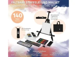 Outlet ECD Germany 140tlg XXL Malset mit Staffelei Künstler Acryl Zeichenset Buntstifte