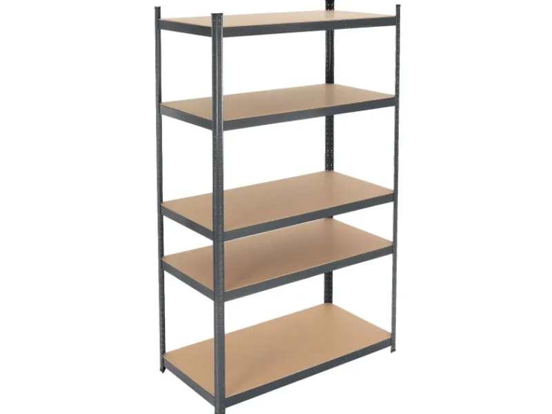 ECD Germany Werkstattregal 200x100x60 cm Anthrazit Metall 5 MDF Böden bis 875kg