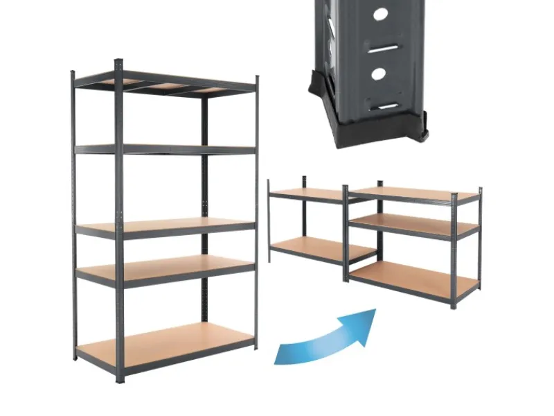 ECD Germany Werkstattregal 200x100x60 cm Anthrazit Metall 5 MDF Böden bis 875kg