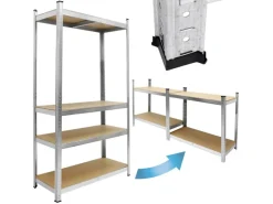 ECD Germany Werkstattregal 160x80x40cm bis 320kg Verzinktes Metall 4 MDF-Platten