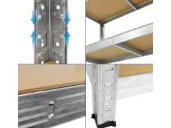 Hot ECD Germany Werkstattregal 200x100x50 cm Verzinkt bis 750 kg 5 MDF-Platten