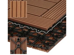 Discount ECD Germany WPC Terrassenfliesen 30x30 cm 33er Spar Set Mosaik Hellbraun