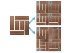 Discount ECD Germany WPC Terrassenfliesen 30x30 cm 33er Spar Set Mosaik Hellbraun