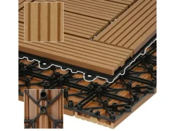 ECD Germany WPC Terrassenfliesen 30 x 30 cm 55er Spar Set Mosaik Holzoptik