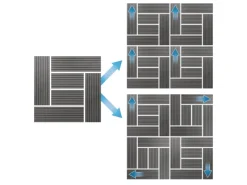 Best ECD Germany WPC Terrassenfliesen 30x30 cm 11Er Spar Set Mosaik Anthrazit
