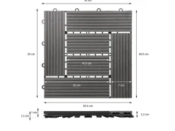 Best ECD Germany WPC Terrassenfliesen 30x30 cm 11Er Spar Set Mosaik Anthrazit